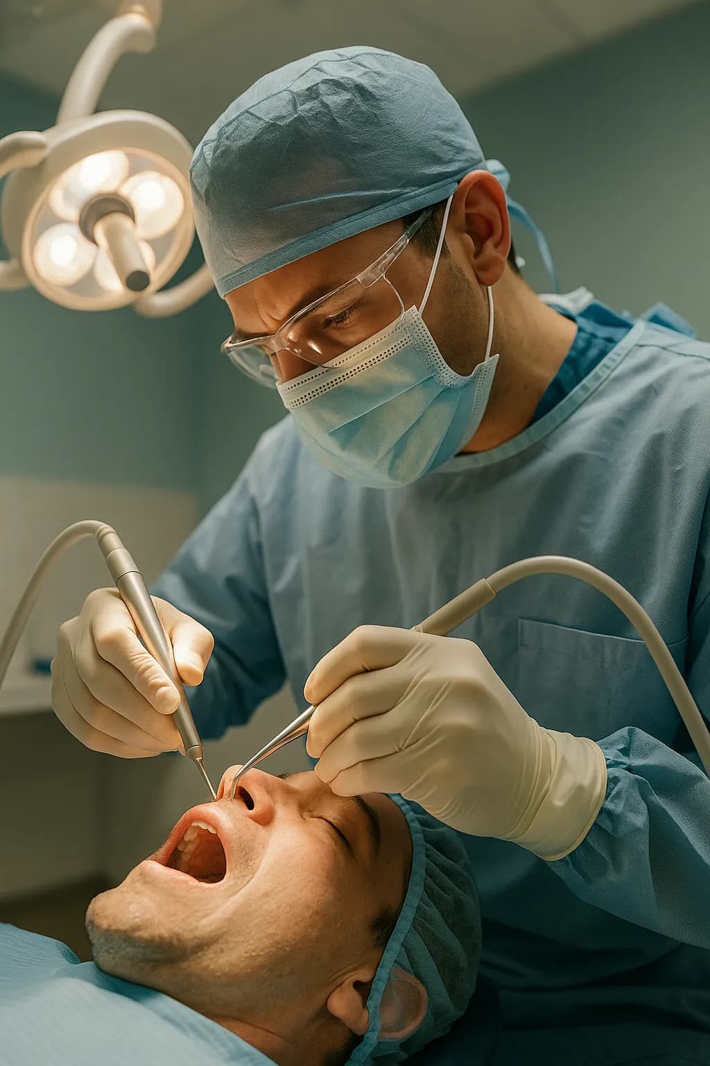 Dentista da Santos Odontologia Integrada realizando procedimento odontológico com precisão e cuidado